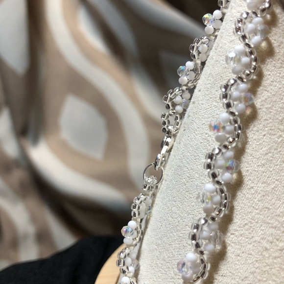 Mooey Bracelets Jewelry - Silver Crystal Sparkle White Beaded Bracelet Fashion minimalist NEW